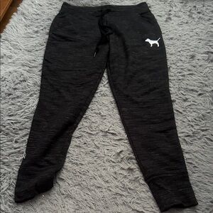 PINK Victoria's Secret Black Joggers with White Logo